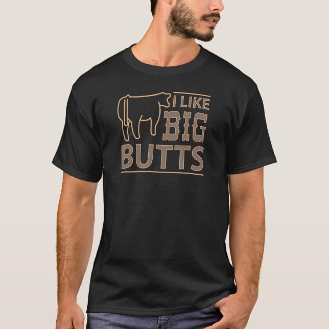 T-shirt J'aime les gros derrières vache (Devant)