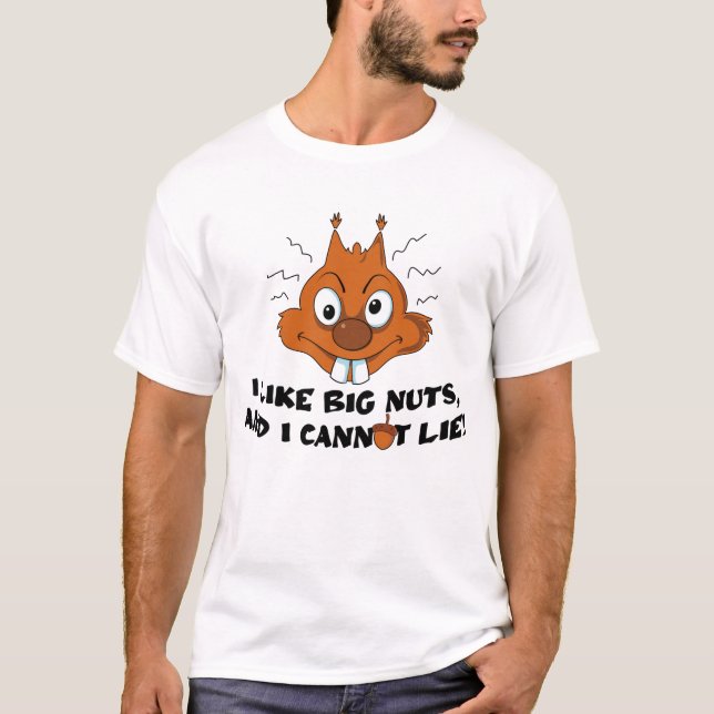 T-shirt J'Aime Les Gros Noix Drôle Écureuil (Devant)