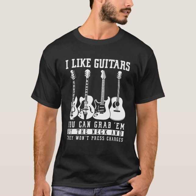 T-shirt J'Aime Les Guitares Drôle Pour Les Hommes, La Guit (Devant)