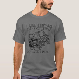 T-shirt J'Aime Les Guitares Et Les Octopus Et Peut-Être 3 