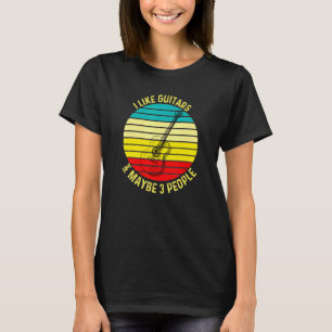 T-shirt J'aime les guitares et peut-être 3 personnes Rétro