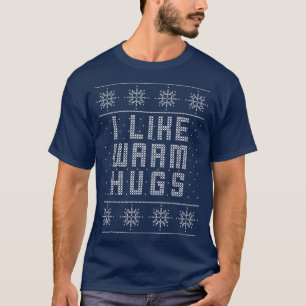 T-shirt J'Aime Les Hugs Chauds Chaud Chandail De Noël, Gi