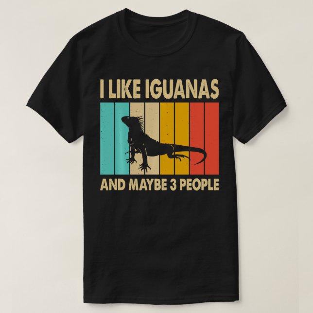 T-shirt J'aime les Iguanas et peut-être 3 personnes Iguana (Design devant)