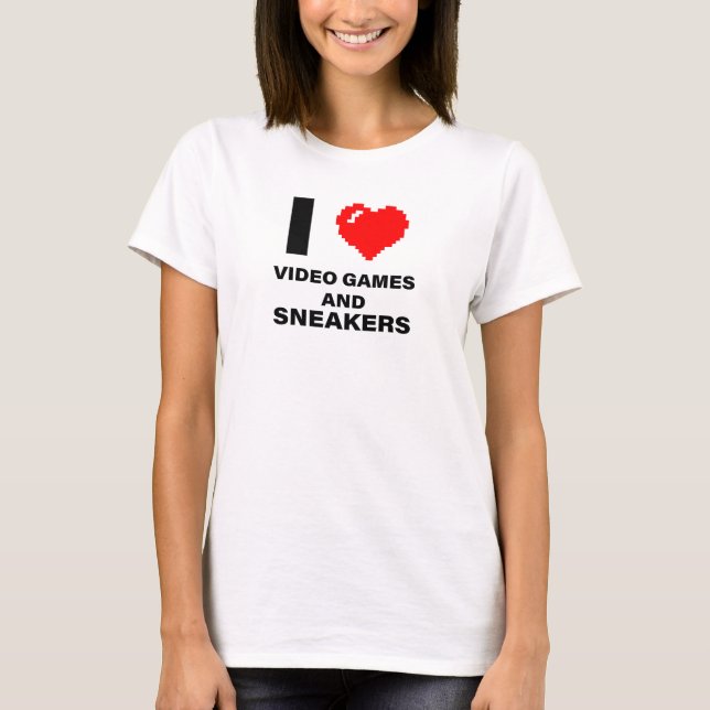 T-shirt J'aime les jeux vidéo et les baskets (Devant)