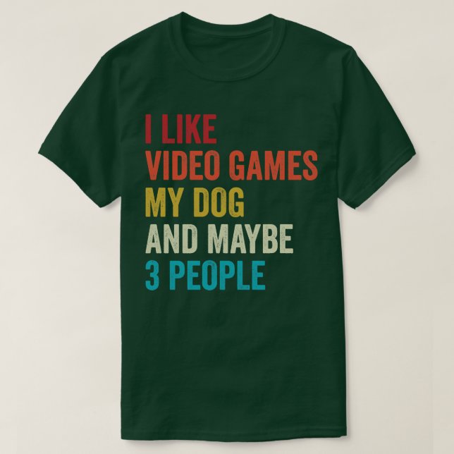 T-shirt J'aime les jeux vidéo et mon jeu de chiens (Design devant)
