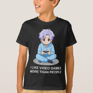 T-shirt J'aime les jeux vidéo plus que les gens drôle joue