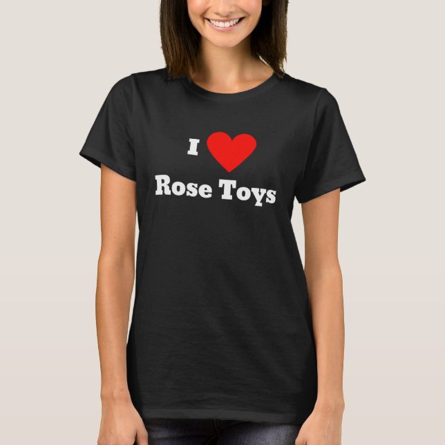 T-shirt J'aime les jouets roses Avec un coeur (Devant)