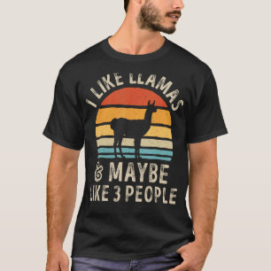 T-shirt J'aime les lamas et peut-être 3 personnes drôle am