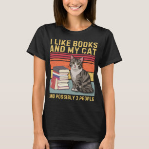 T-shirt J'aime les livres et mon chat et peut-être 3 perso