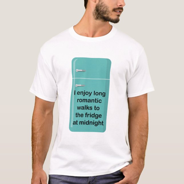 T-shirt J'aime les longues promenades romantiques au frigo (Devant)