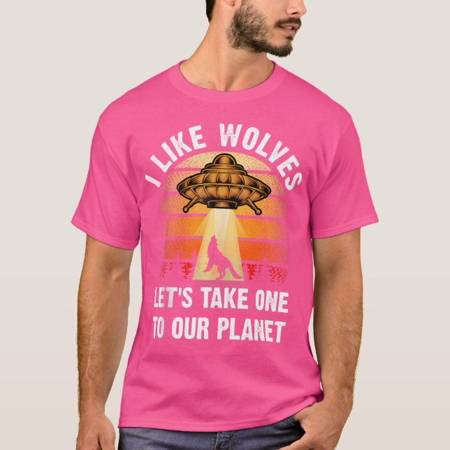 T-shirt J'Aime Les Loups Lover Espace Alien Wolf Espace As (Devant)