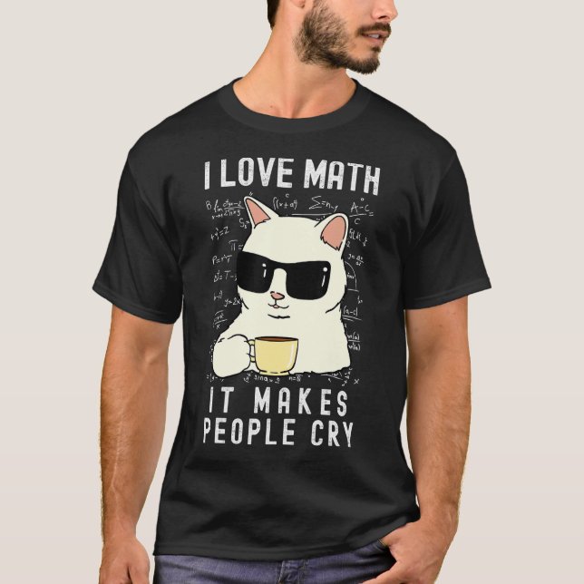 T-shirt J'Aime Les Mathématiques Mathématiques Chat  Garço (Devant)