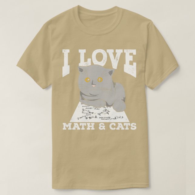 T-shirt J'Aime Les Maths Et Les Chats (Design devant)
