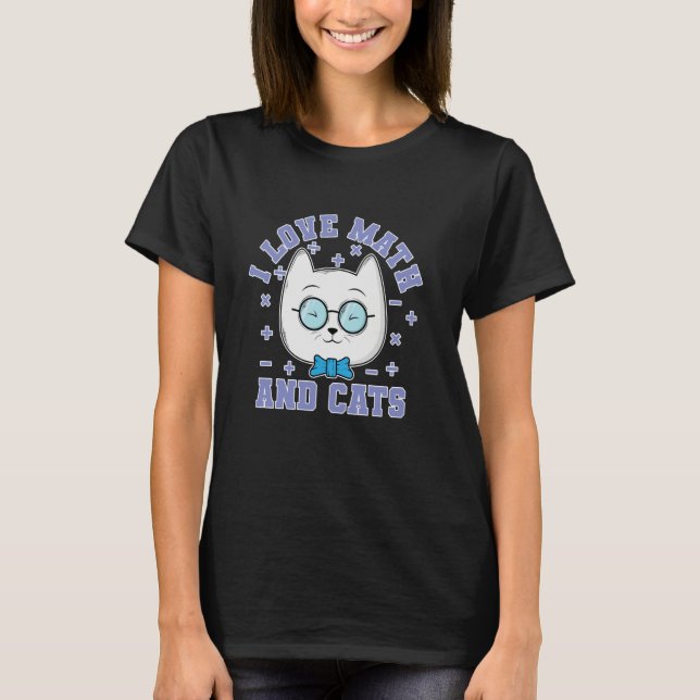 T-shirt J'aime les maths et les chats (Devant)