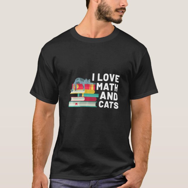 T-shirt J'Aime Les Maths Et Les Chats  Chat  Et Professeur (Devant)