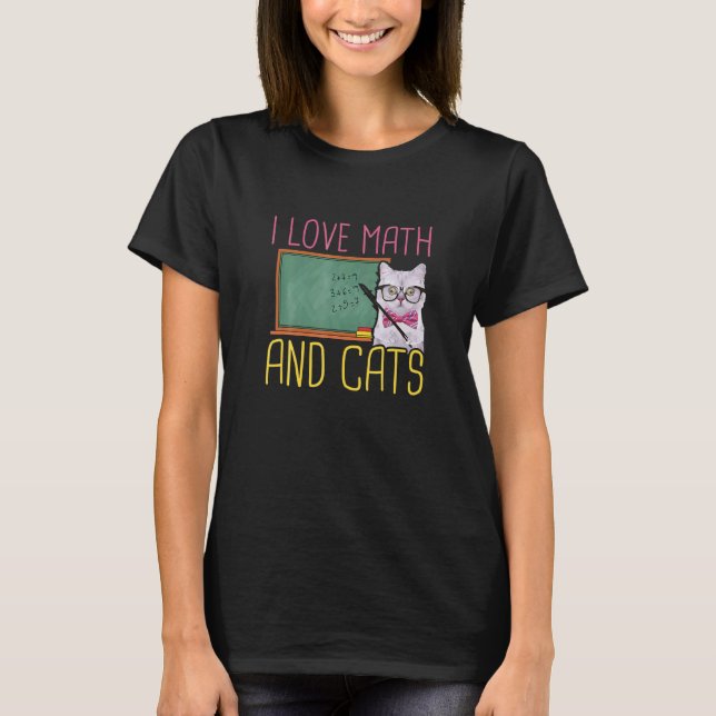 T-shirt J'Aime Les Maths Et Les Chats Chat Kitten Math (Devant)