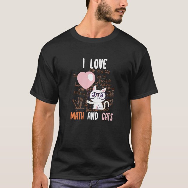 T-shirt J'aime les maths et les chats  Chat   pour les pro (Devant)