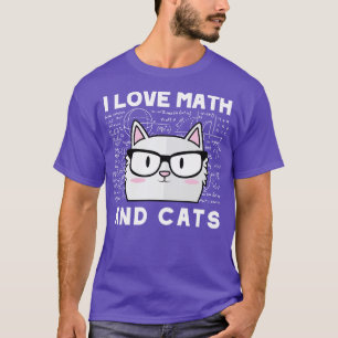 T-shirt J'Aime Les Maths Et Les Chats Cute Kitty Feline Am