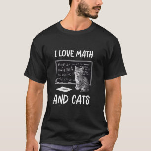 T-shirt J'aime les maths et les chats drôle amateur de cha