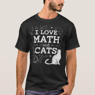 T-shirt J'Aime Les Maths Et Les Chats Drôle Enseignement A