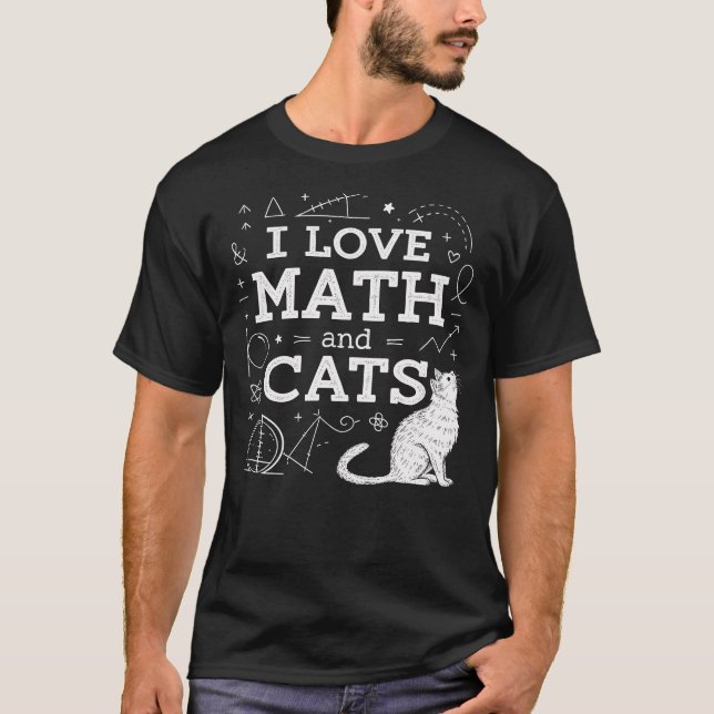 T-shirt J'Aime Les Maths Et Les Chats Drôle Enseignement A (Devant)