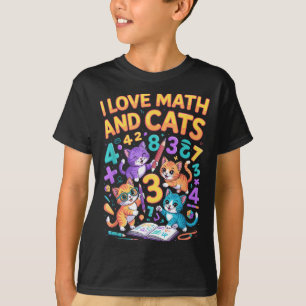 T-shirt J'aime les maths et les chats Enseignant Élève 