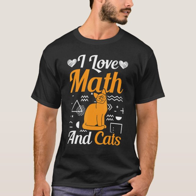 T-shirt J'Aime Les Maths Et Les Chats Graphique Mignon Mat (Devant)