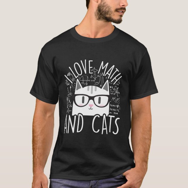 T-shirt J'Aime Les Maths Et Les Chats Kitty Feline Chat (Devant)