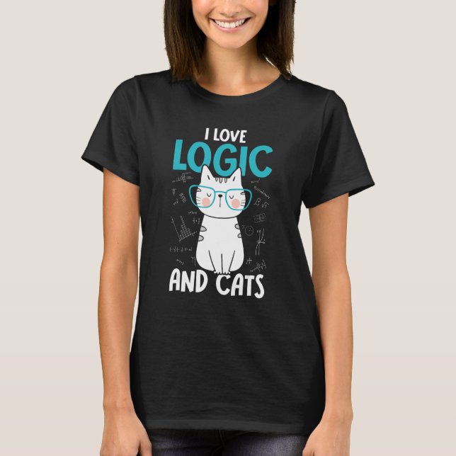 T-shirt J'aime les maths et les chats   Logique 2 (Devant)