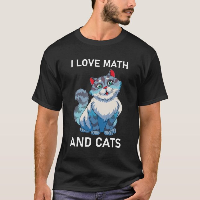 T-shirt J'Aime Les Maths Et Les Chats - Mathématiques Drôl (Devant)