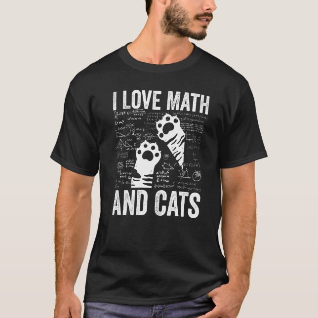 T-shirt J'aime les maths et les chats pour les chats  1 (Devant)