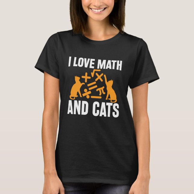 T-shirt J'aime les maths et les chats, professeur chat mig (Devant)