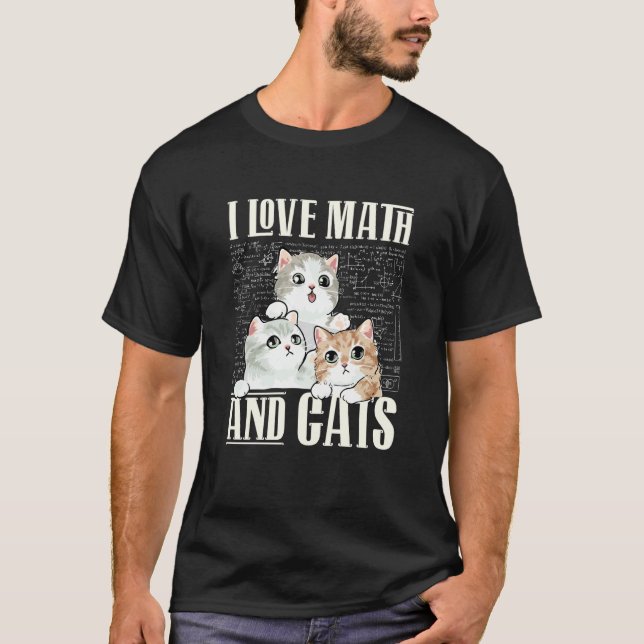 T-shirt J'aime les maths et les chats Professeur de mathém (Devant)