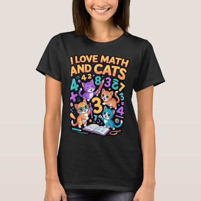 T-shirt J'aime les maths et les chats Professeur Élève  (Devant)