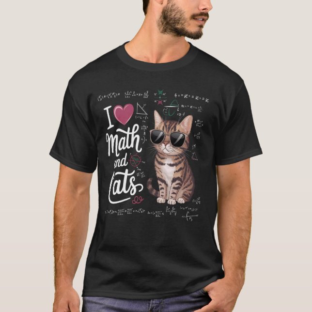 T-shirt J'aime les maths et les chats Professeur Enseignan (Devant)