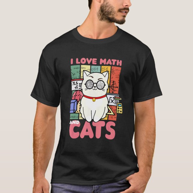 T-shirt J'aime les maths et les chats propriétaire (Devant)