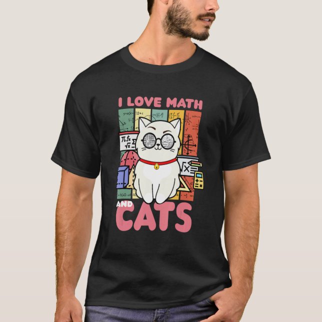 T-shirt J'Aime Les Maths Et Les Chats Propriétaire D'Anima (Devant)
