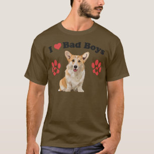 T-shirt J'Aime Les Mauvais Garçons Drôle Homme Corgi Chien