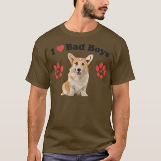 T-shirt J'Aime Les Mauvais Garçons Drôle Homme Corgi Chien