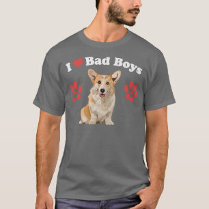 T-shirt J'Aime Les Mauvais Garçons Drôle Homme Corgi Chien