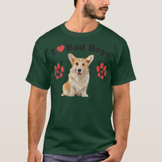 T-shirt J'Aime Les Mauvais Garçons Drôle Homme Corgi Chien