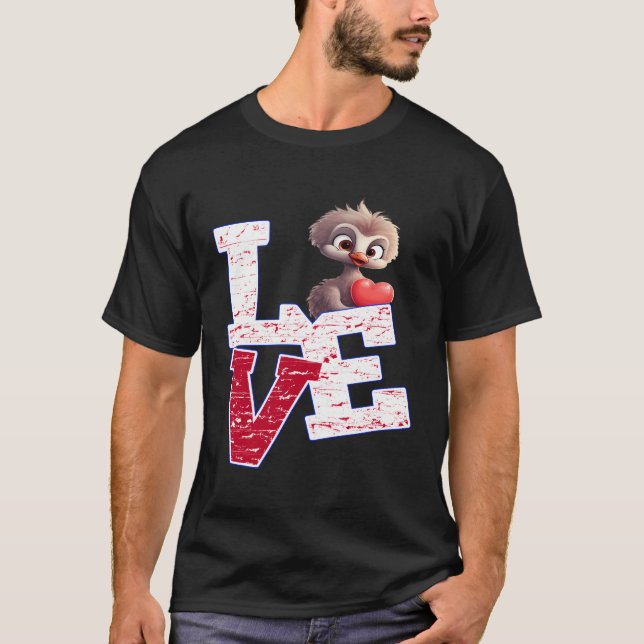 T-shirt J'Aime Les Mignonnes Ostriches Pour Bébé (Devant)