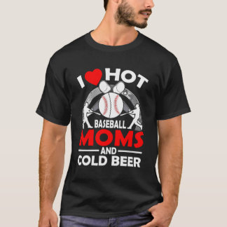 T-shirt J'Aime Les Moms Hot Baseball Et La Bière Froide