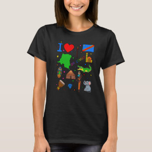 T-shirt J'aime les monuments congolais dessinés à la main 