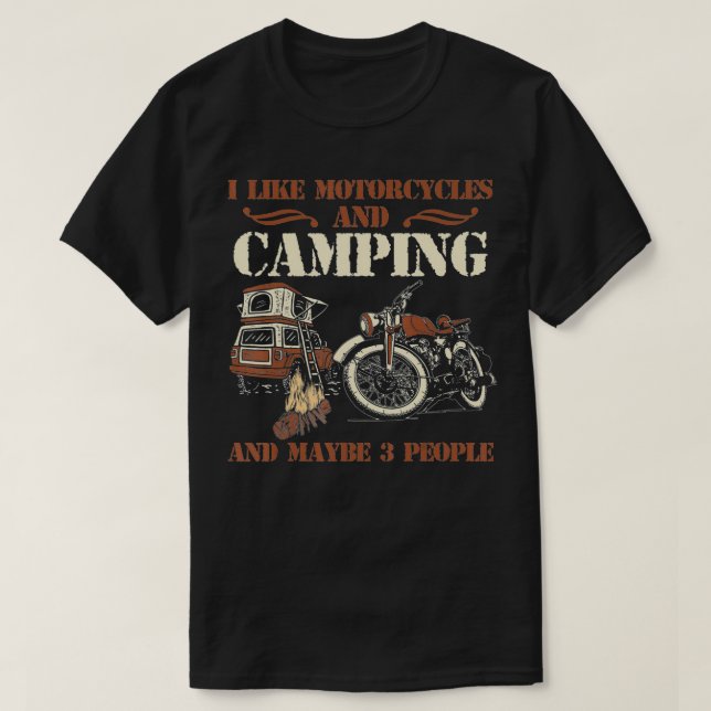 T-shirt J'Aime Les Motos Et Le Camping Et Peut-Être 3 Pers (Design devant)
