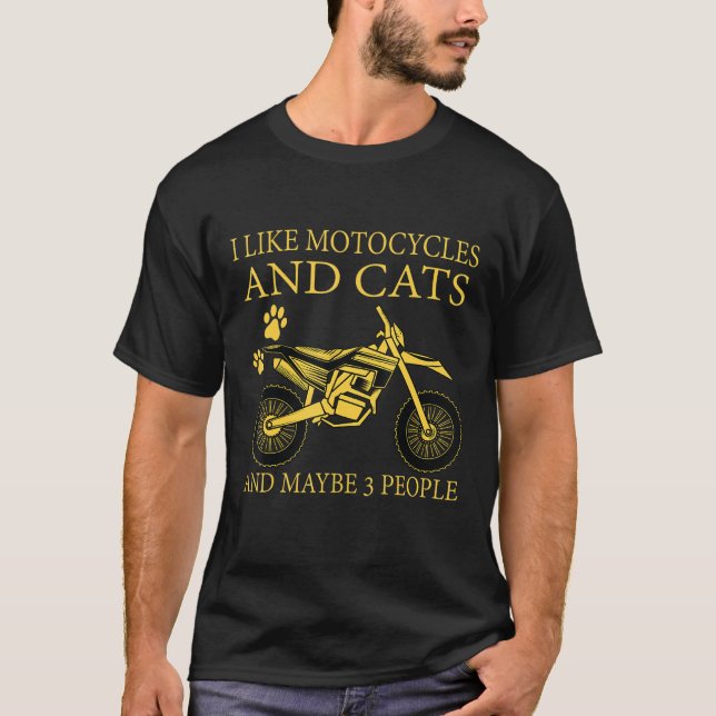 T-shirt J'Aime Les Motos Et Les Chats Et Peut-Être 3 Perso (Devant)