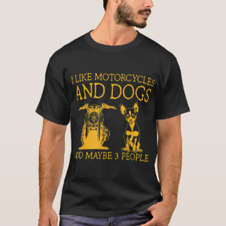 T-shirt J'aime les motos et les chiens et peut-être 3 pers