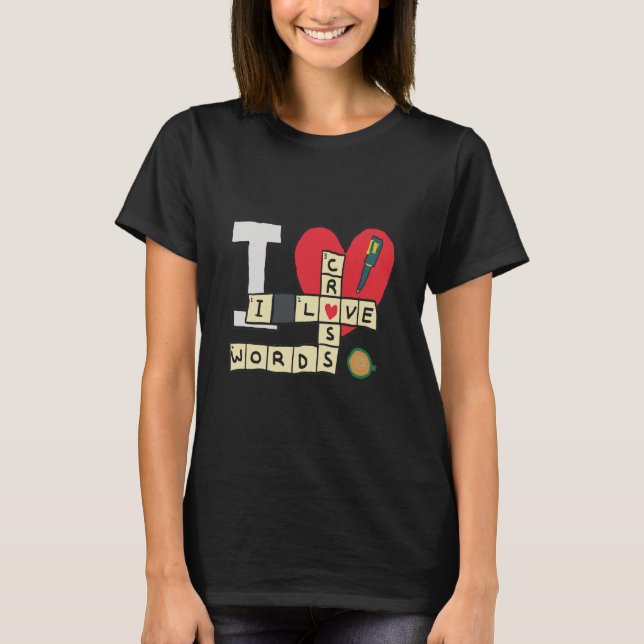 T-shirt J'Aime Les Mots Croisés Puzzles (Devant)