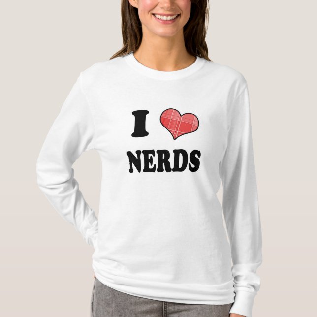 T-shirt J'aime les Nerds (Cœur à Carreaux) (Devant)