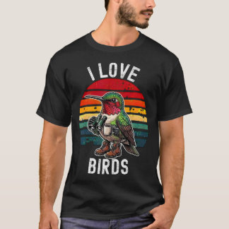 T-shirt J'aime les oiseaux drôle de visionneuse d'oiseaux